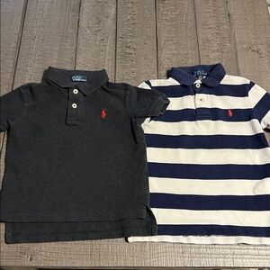 POLO Ralph Lauren Black and Navy Striped Polo Shirts - Boys Size 4